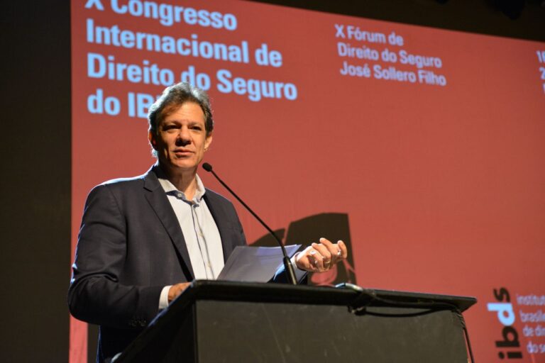 Pronunciamento do Ministro da Fazenda Fernando Haddad durante o encerramento do X Congresso Internacional de Direito do Seguro